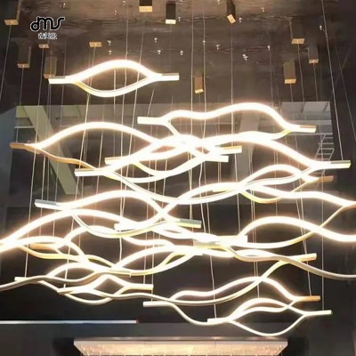DMA-DY-2888 led創(chuàng)意波浪吊燈形設計師客廳展廳餐廳辦公室酒店會所燈具